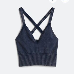 Free People FP movement Good Karma Performance Crop Top - Denim Blue - Size M/L